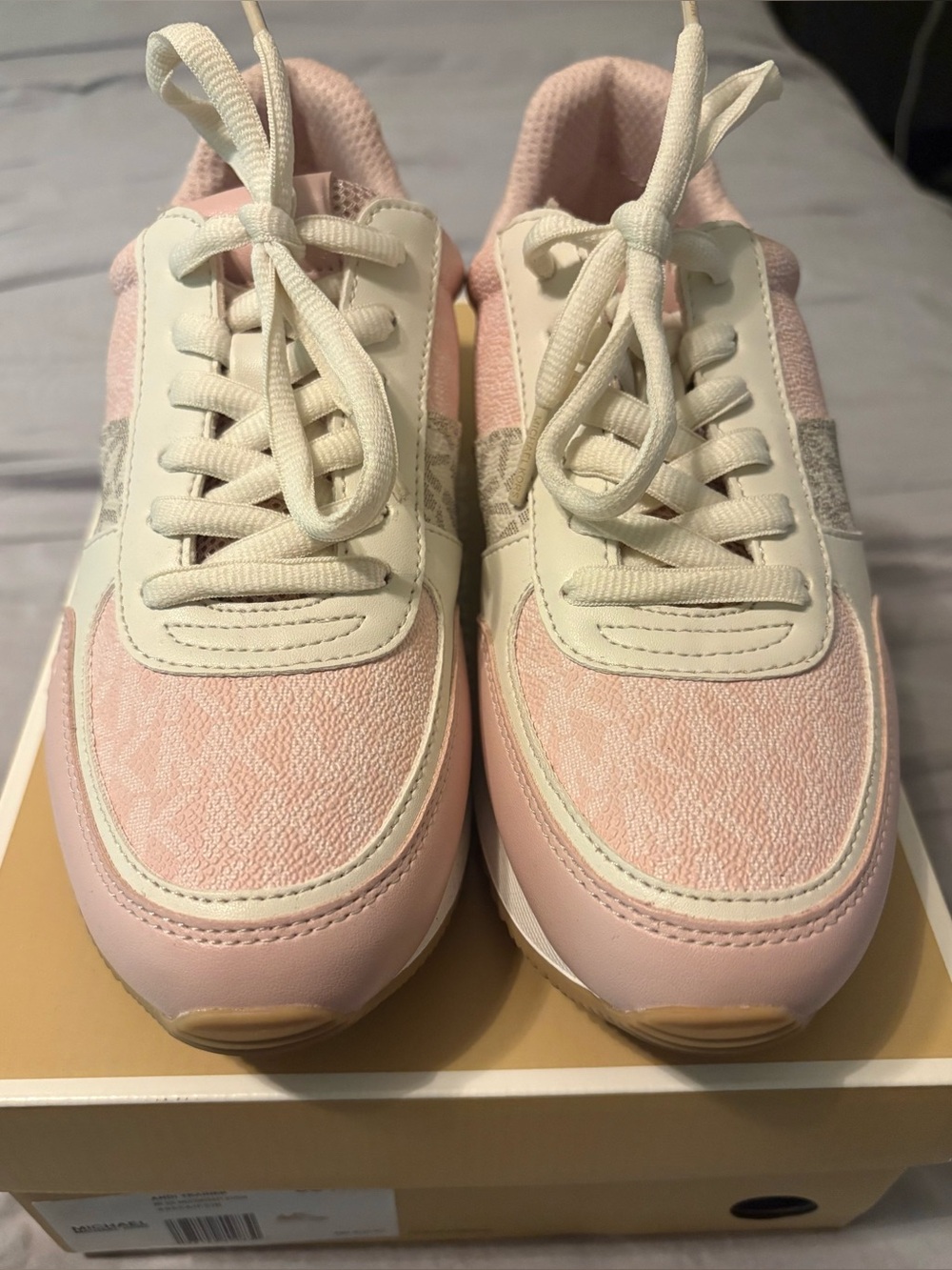 Michael Kors Pink and White Women's Lace-Up Sneakers